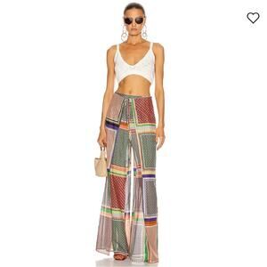 ROSETTA GETTY Apron Wrap Pant tie front cotton silk patchwork sz 4